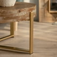 thumbnail image 6 of 31.29" Round Wood Coffee Table, Modern Farmhouse Splicing Living Room Table with Gold Cross Legs Base, Retro Sofa Side Center Table for Home Office, Brown, 6 of 9