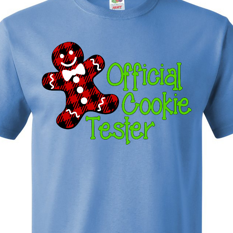Inktastic Official Cookie Tester Red Plaid Gingerbread Man with Bow Ti T-Shirt - image 3 of 4