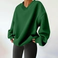 thumbnail image 5 of WTOBBY Women's Fashion Casual Solid Color Long Sleeve V-Neck Sweatshirt Top, Comfortable Pullover for Women, Soft Material Ideal for Lounge and Casual Outings,Green L, 5 of 5