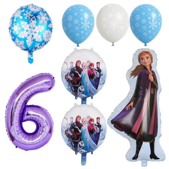 Frozen 6th Birthday Party Balloons Set Anna Elsa Olaf Purple Blue balloons