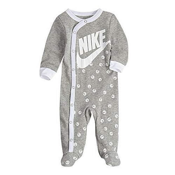 NIKE Infant/Toddler Printed Footed Coverall (Dark Grey Heather(56D679-042)/White, 6 Months)