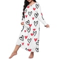 thumbnail image 2 of Kelon Nuisettes et Chemises de Nuit pour Femmes en Solde Robes en Polyester Spandex pour Femmes Grande Taille Robe de Nuit Décontractée Robe de Sommeil pour Femmes Grande Taille à Imprimé Cœur Manches Longues Col Rond Extensibilité Moyenne Nuisette Ample, 2 of 5