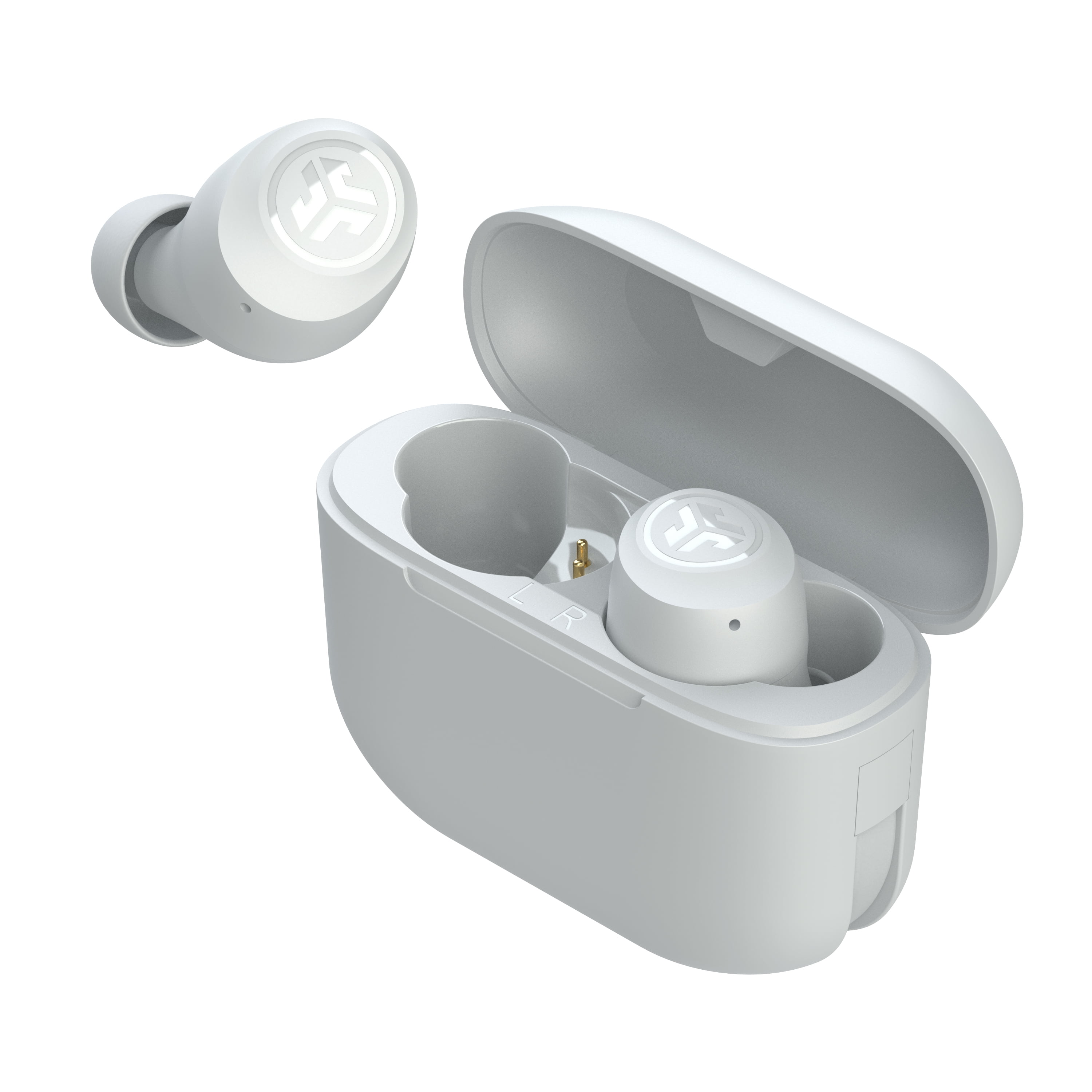 JLab Go Pop+ True Wireless Earbuds, Cloud White, Bluetooth 5.3, Dual Connect, IPX4, Be Aware Mode, Custom Sound & Controls via App