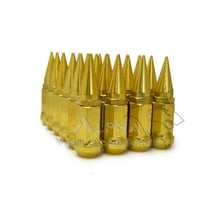 24 Gold Spike Bulge Acorn Lug Nuts 1/2"-20 Fits Dodge Viper Dakota Durango Nitro