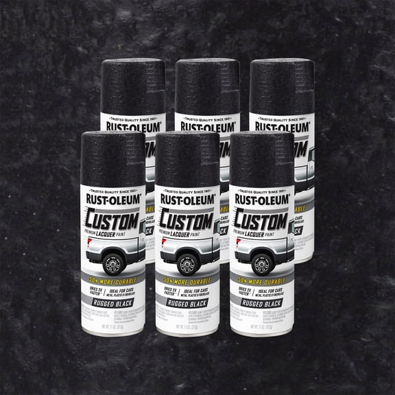 6 Pack, Black, Rust-Oleum Automotive Custom Matte Lacquer Spray Paint-323350, 11 oz