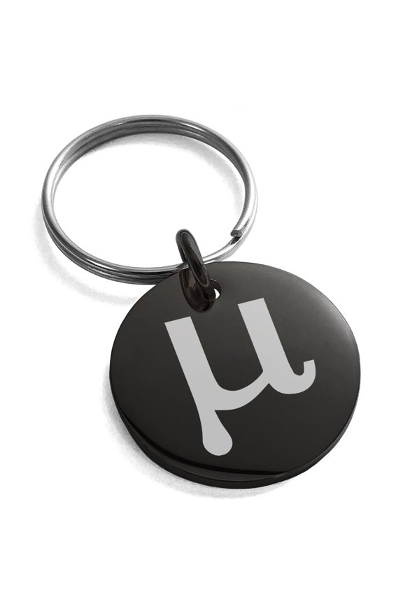 Stainless Steel Population Mean Mathematical Engraved Small Medallion Circle Charm Keychain Keyring