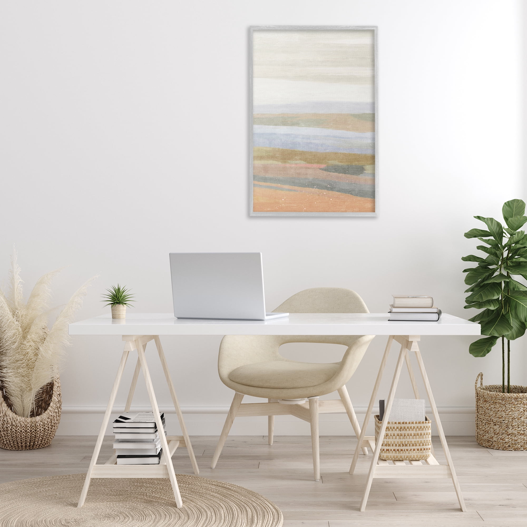 Stupell Industries Beach Dunes Abstraction Coastal Painting Gray Framed Art Print Wall Art, 20 x 30