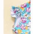 thumbnail image 6 of KIMI BEAR 3T Toddler Girls One-piece Swimsuit 4T Ruffle Sleeveless Bathing Suit Backless Floral Swimwear Rash Guard Bikini Tankini Blue 3-4 Years, 6 of 8