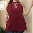 thumbnail image 2 of Plus Size Tank Tops for Women Trendy Crewneck Hollow out Sleeveless Shirts Casual Loose Comfy Summer Blouses Tee, 2 of 6