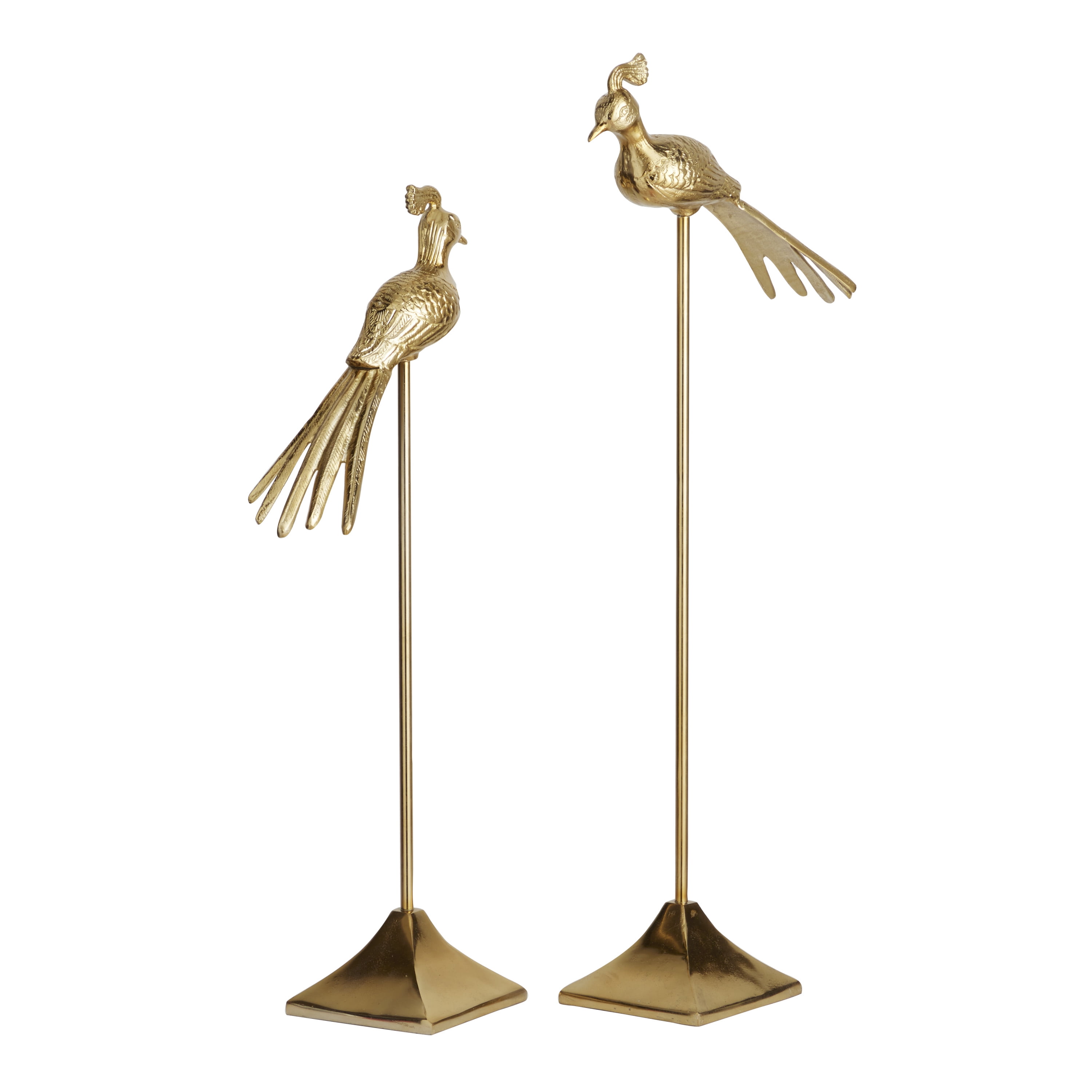 33", 27"H Gold Aluminum Bird Sculpture, by DecMode (2 Count)