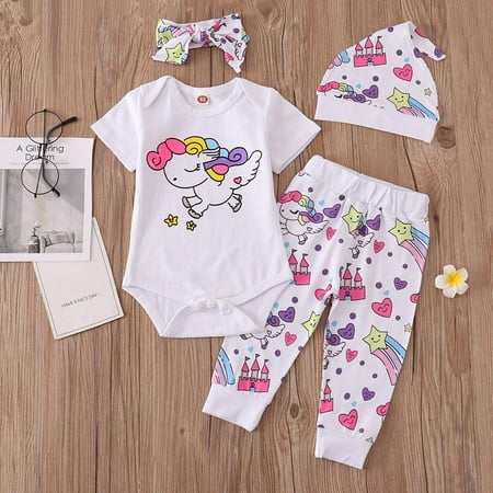 

Infant Baby Girl Romper Pants Headband Hat Clothes Outfit Set 0-3 Months