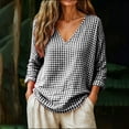thumbnail image 2 of QIYAGBSA Tops for Women Gingham Checkered Long Sleeve Relaxed Fit Casual Shirts for Spring Fall Weekend Outings Blouses & Tops(Black, XL), 2 of 7