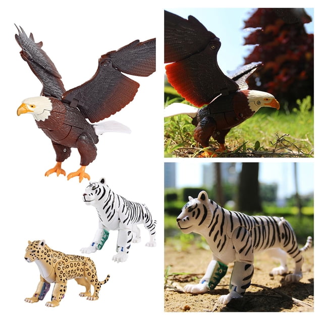 Paquete de 3 figuras de animales es realistas, Robot de juguete de transformación, regalo de cumpleaños ños, juego educativo Macarena Figuras de transformadores