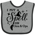 thumbnail image 3 of Inktastic I Put a Spell on Oma and Opa Witch Hat and Broom Boys or Girls Baby Bib, 3 of 4