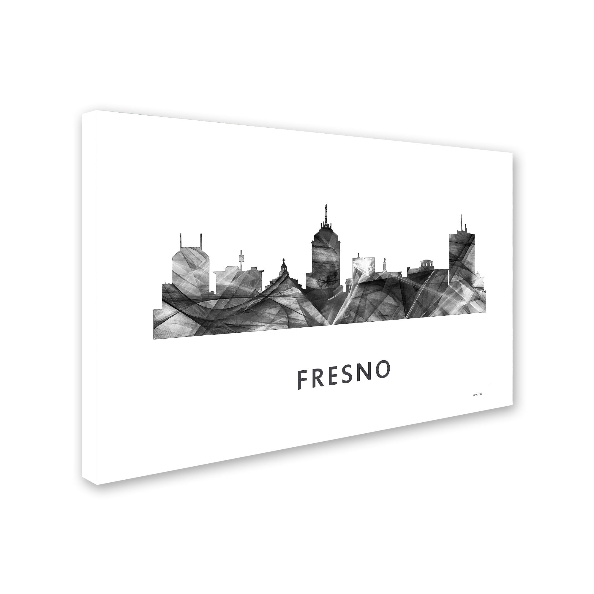 Trademark Fine Art 'Fresno California Skyline WB-BW' Canvas Art by Marlene Watson
