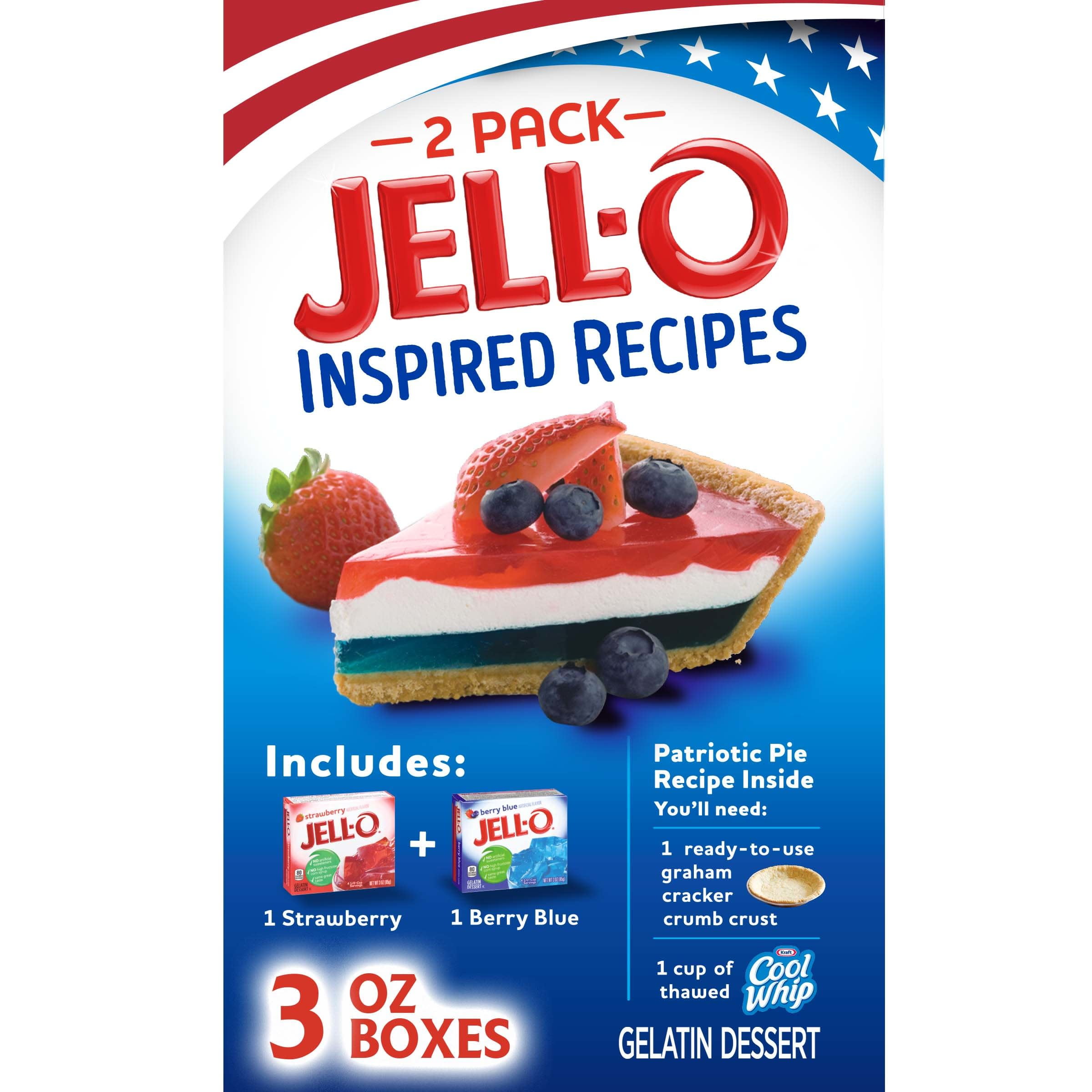 JellO Inspired Recipes Strawberry & Berry Blue 2 Pack Gelatin Dessert