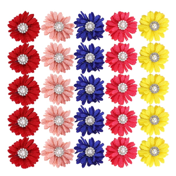 Lote de 25 lazos para el pelo con flores para perros y gatos, con gomas elásticas.