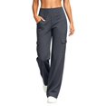 thumbnail image 2 of Women's Yoga Pants with 6 Cargo Pockets Wide Leg Cargo Pants Stretchy Soft Fabric Slim Fit, Pull On, Tummy Control Leggings, Wide Leg, Skinny, Comfort, Hiking Gray 2XL, 2 of 9