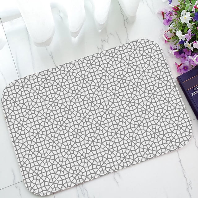 ABPHQTO Felpudo antideslizante para interiores / exteriores / baño con elegantes círculos grises y pequeños diseños 40x60 cm ABPHQTO Matmat63-23.6x15.7