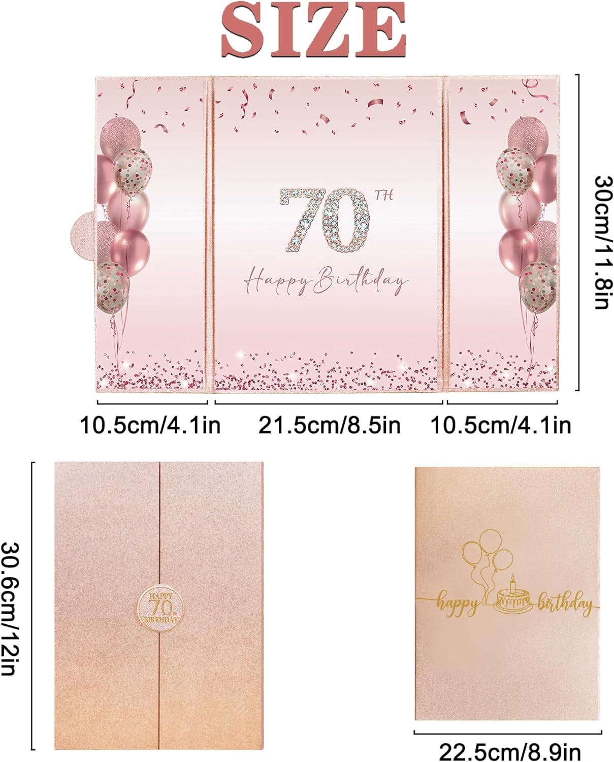Rose Gold 70th Birthday Party Decorations, Happy 70th Birthday Alternative Signature Guest Book for Women Pink Cheers to 70 Years Old Gifts 70 Birthday Signing Card Board Party Supplies