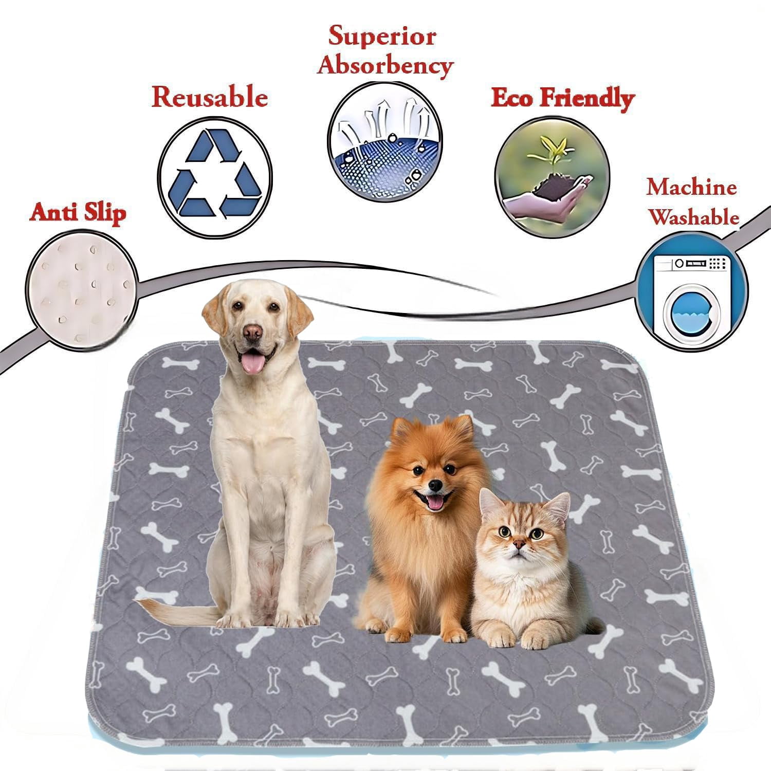 Puppy Pads with pheromones, 2026 Upgraded Washable Puppy Pads for Dogs & Cats, Pee Pad - Leak & Odor Waterproof, Non-Slip Base, Easy to Clean & Reusable