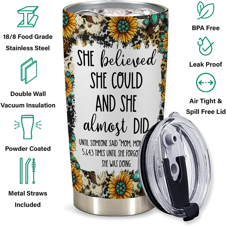 HOMISBES Mom Life Gifts for Women - Stainless Steel Mom Tumbler Cup 20oz -  Leopard Sunflower Travel …See more HOMISBES Mom Life Gifts for Women 