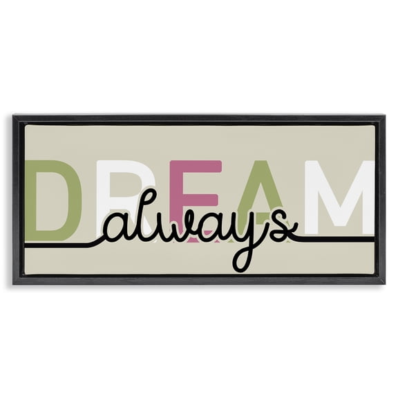 Stupell Industries Contemporary Muted Dream Always Black Floating Frame Canvas Art, 25 x 11, by Kim Allen