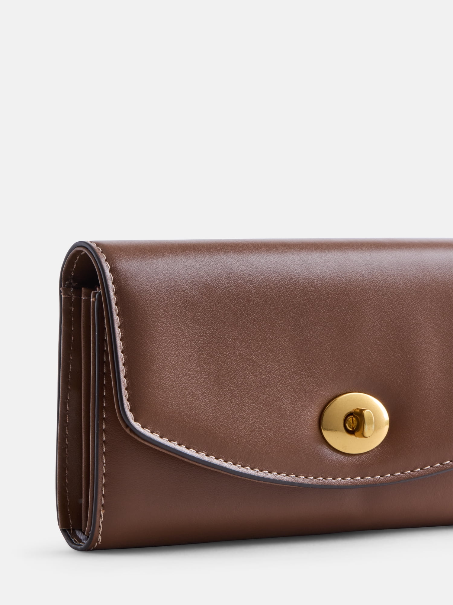 Free Assembly Women's Faux Leather Clutch Wallet, Autumn Brown