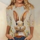 thumbnail image 1 of TaTaai Women Fashion Easter Print Crew Neck 3/4 Sleeve Pullover Top Casual T-Shirt Ladies Spring Daily Leisure Wear Lightweight Soft Non-See-Through No Fading Breathable Top Gift, 1 of 5