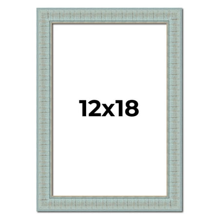 12x18 Frame Blue Teal Distressed Solid Wood Picture Frame | 1.625 Inch Moulding Width | Sonoma Blue