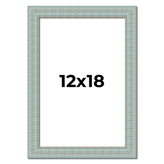 12x18 Frame Blue Teal Distressed Solid Wood Picture Frame | 1.625 Inch Moulding Width | Sonoma Blue