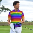 thumbnail image 2 of Kdxio Colorful Glitter Rainbow Print Men's Short Sleeve Polo Shirt,Midweight Men's Shirt, 2 of 6