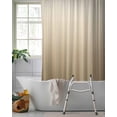 thumbnail image 2 of Split Shower Curtain for Transfer Bench, Brown Beige Fabric Shower Curtains for Bathroom, Gradient Monochrome Modern Country Tub Sliding Transfer Bench Waterproof Bath Curtains 72"x72", 2 of 9