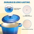 thumbnail image 3 of Hawsaiy 2 QT Cast Iron Sauce Pan with Lid, Enameled Cast Iron Saucepan with Solid Stainless Steel Knob, Even Heating & Self-Basting, Oven Safe up to 500℉, Compatible with All Stovetops, Dark Blue, 3 of 10