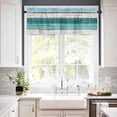 thumbnail image 3 of Kitchen Curtains Valance and Tiers 3 Piece Set, Vintage Farm Teal Ocean Aqua Green Blue Wood Grain Short Window Treatments Rod Pocket Tier and Valance for Cafe Laundry Room Bathroom 36-Inch Tier Set, 3 of 6