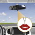 thumbnail image 3 of Unique Bargains 1 Pc Metal Faux Crystal Lips with Rhinestones Car Rear View Mirror Pendant Accessories Car Hanging Ornament Red, 3 of 6