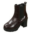 thumbnail image 2 of Heel Round Toe Mid Calf Boots with Side Zipper Fashion Booties for Fall and Winter Comfortable Wear, 2 of 7