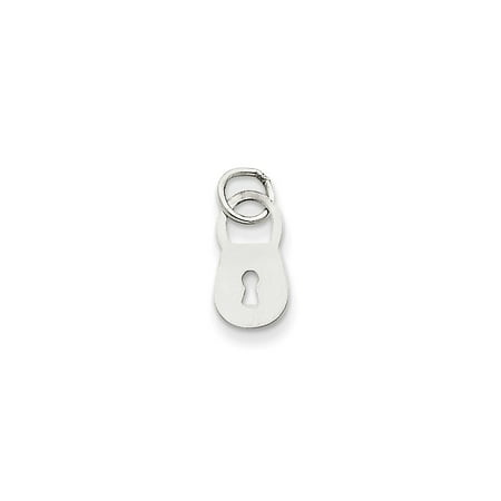 Gold Polished Lock Charm - 14k White Gold Polished Lock Charm