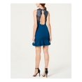 thumbnail image 2 of 19 COOPER Womens Teal Ruffled Sleeveless Halter Mini Party Shift Dress S, 2 of 4