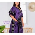 thumbnail image 2 of LA LEELA Women's Pocket Nightgown Batik Caftan for Womens Sleepwear Long House Loungewear Dashiki Dress Plus Size 2X-3X Sun, Purple, 2 of 5