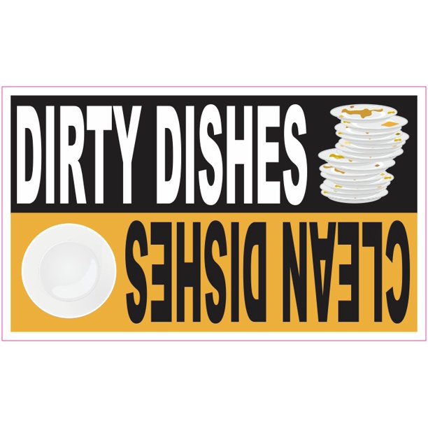 5in x 3in Orange Clean Dirty Dishes