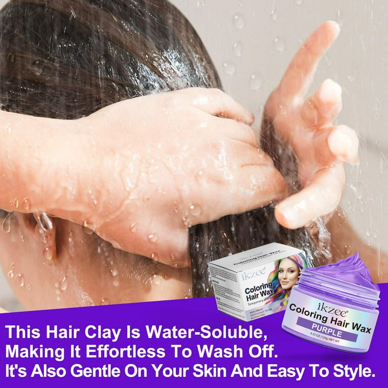IKZEE Coloring Hair Wax, Purple Hair Styling Clay, Washable