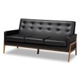 thumbnail image 1 of Baxton Studio Perris Black Upholstered Walnut Finished Wood Sofa, 1 of 9