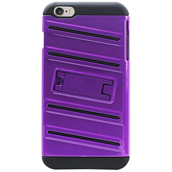 Reiko QQ Line Hybrid Case with Horizontal KickStand for iPhone 6 Plus 5.5inch, iPhone 6S Plus 5.5inch - Retail Packaging - BlackPurple