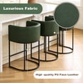 thumbnail image 5 of ClinQ 26" Counter Height Bar Stools Set of 3, PU Leather Barrel Bar Chairs with Back and Arms for Kitchen Island, Darkgreen, 5 of 14