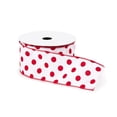 thumbnail image 2 of Melrose 91417DS 2.5 in. x 10 Yard Wired Polyester Ribbon, Red & White - Set of 2, 2 of 3