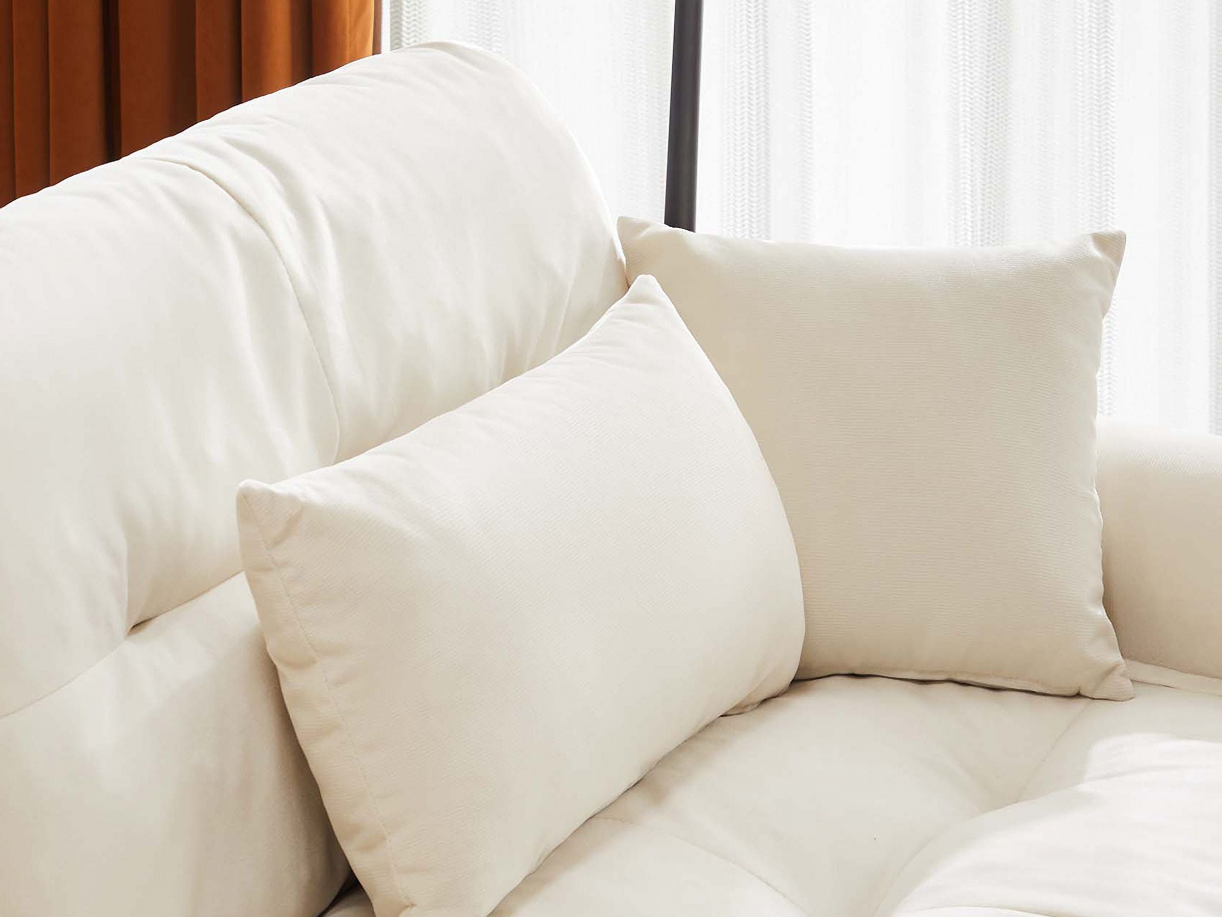 130"Oversized Couch, 3 Seater Modular Sectional Sofa, Beige Large L Shaped Sectional Couches for Living Room, Fluffy Couch Set, 3 Seater, Velvet Cloud Couch with Ottoman, Sofas for Living Room
