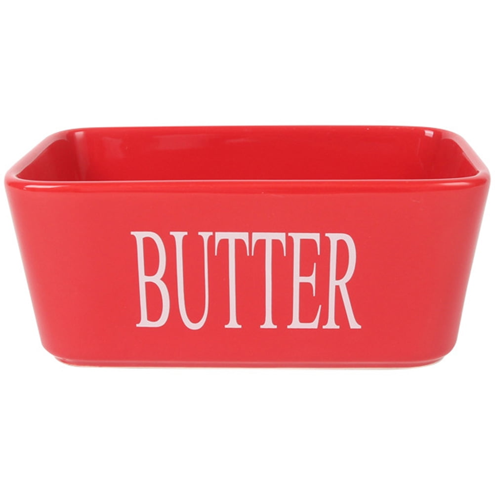 HOMEMAXS Ceramic Butter Dish Butter Keeper Container Rectangle Butter Dish Butter Cutting