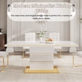 thumbnail image 3 of 63" Dining Table Set of 5, Rectangular Glossy Table with Gold Accents and 4 PU Leather Cantilever Chairs, Luxury Style for Apartment, Living Room, and Dining Room, 3 of 9