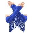 thumbnail image 5 of Doomiva Women Glittery Sequins Tassel Bodysuit Nightclub Show Stage Team Latin Jazz Salsa Dancewear Royal Blue L, 5 of 7